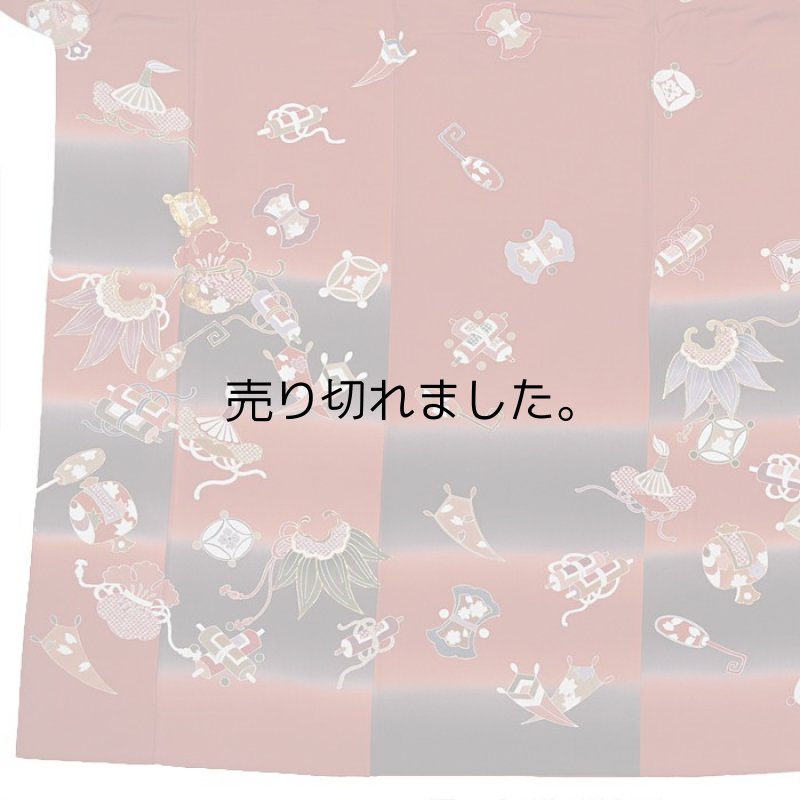 訪問着袷 リサイクル 逸品 訪問着 着物 赤地 宝尽くし 友禅染め着物 身丈166cm 裄66cm Lサイズ 仕立て上がり リサイクル着物 フォーマル a1m6m1y5 茶会「中古」