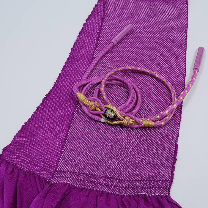 誠実 振袖用 帯締め帯揚げセット 紫 帯締め 帯揚げ 総絞り 成人式
