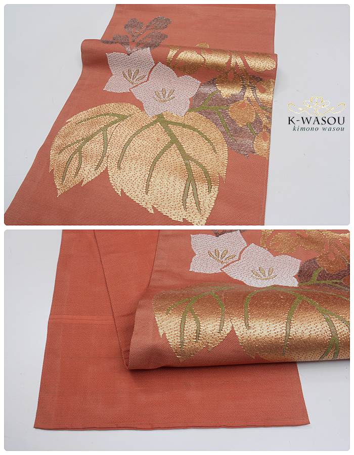 「夏袋帯 絹」絽袋帯 二重太鼓 日本刺繍高級帯 仕立て上がり帯 a2m5「中古」リサイクルの逸品高級袋帯